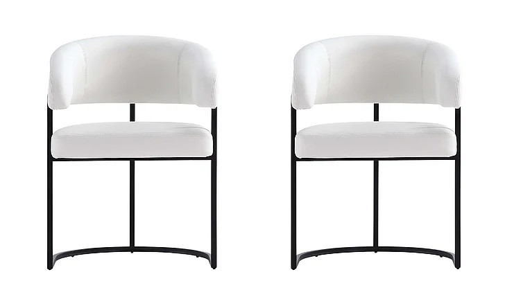Manhattan Comfort Augusta Modern Leatherette Upholstered Dining Chair in White - Set of 2 2-DC094-WH