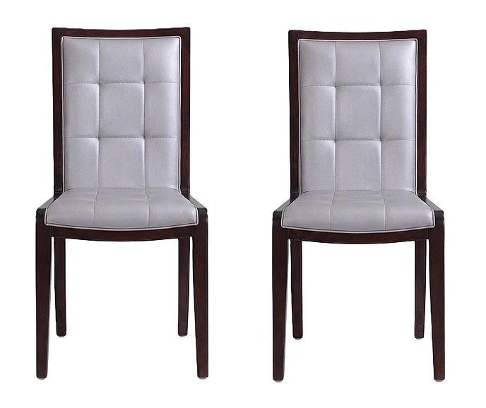 Manhattan Comfort Executor Vegan Leather Dining Chair in Silver - Set of 2 DC003-SV