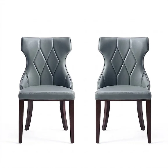 Manhattan Comfort Reine Faux Leather Dining Chair in Pebble Grey (Set of 2) DC007-PE