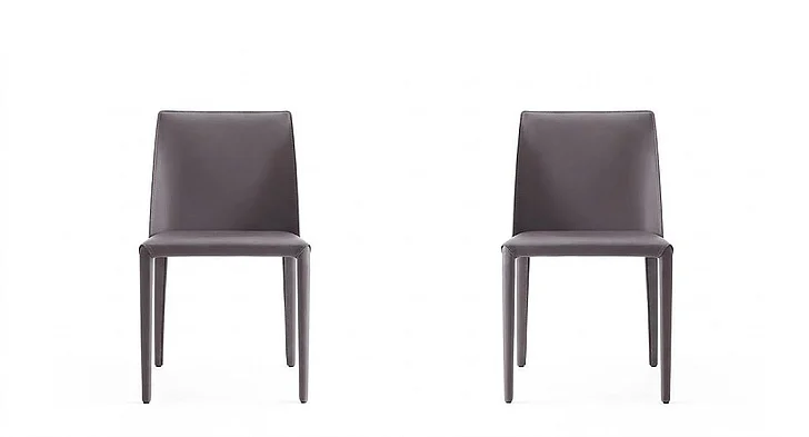 Manhattan Comfort Paris Grey Saddle Leather Dining Chair (Set of 2) DC032-GY