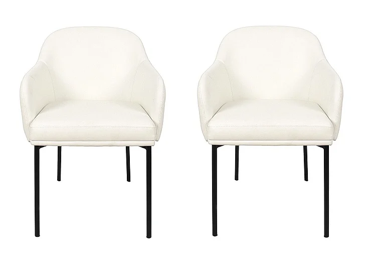 Manhattan Comfort Loft Vegan Leather Metal Armchair in Ivory - Set of 2 DC1535-3