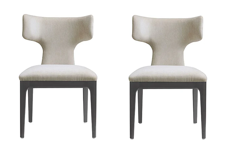 Manhattan Comfort Eloria Chenille Wood Side Chair in Taupe - Set of 2 DC1622-2