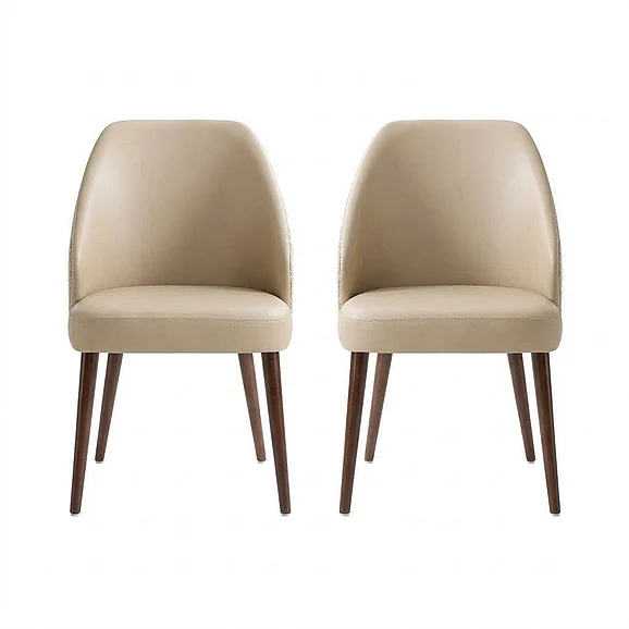 Manhattan Comfort Solace Wood Upholstered Dining Side Chair in Latte (Set of 2) DC1726-2