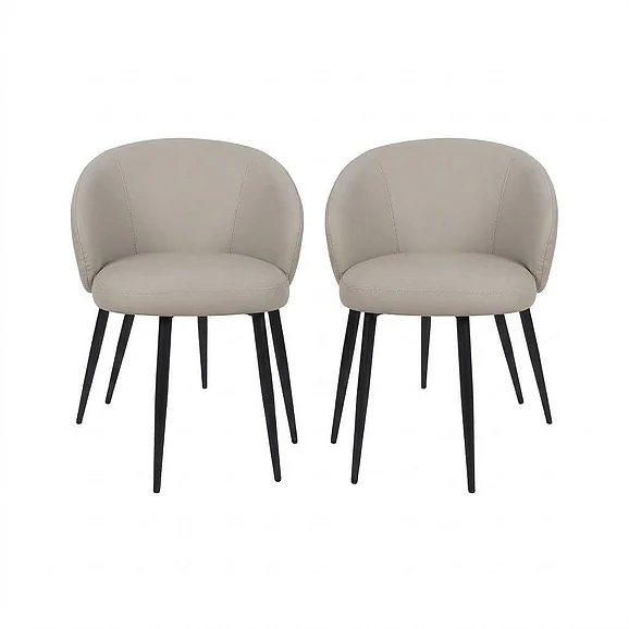 Manhattan Comfort Looma Metal Vegan Leather Side Chair (Set of 2) in Stone Gray DC1530-1