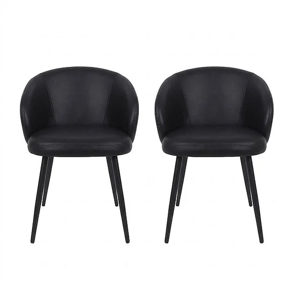 Manhattan Comfort Looma Metal Vegan Leather Side Chair (Set of 2) in Black DC1530-2