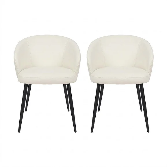 Manhattan Comfort Looma Metal Vegan Leather Side Chair (Set of 2) in Ivory DC1530-3