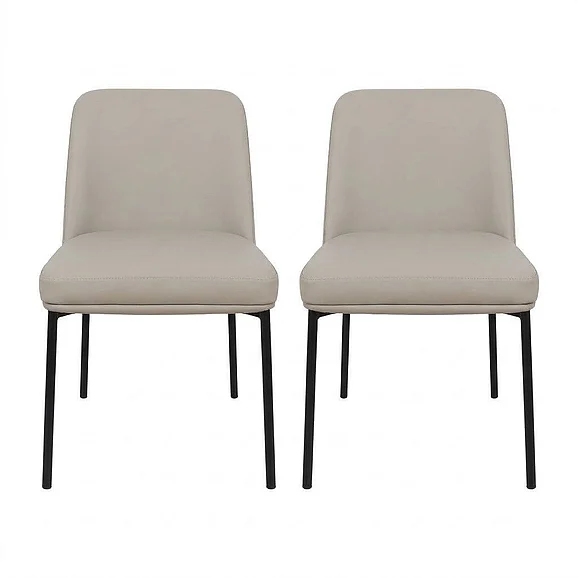 Manhattan Comfort Loft Metal Vegan Leather Side Chair (Set of 2) in Stone Gray DC1533-1