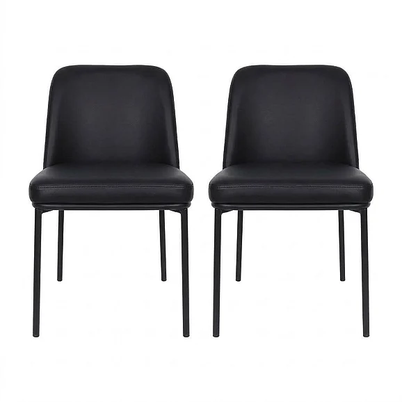 Manhattan Comfort Loft Metal Vegan Leather Side Chair (Set of 2) in Black DC1533-2