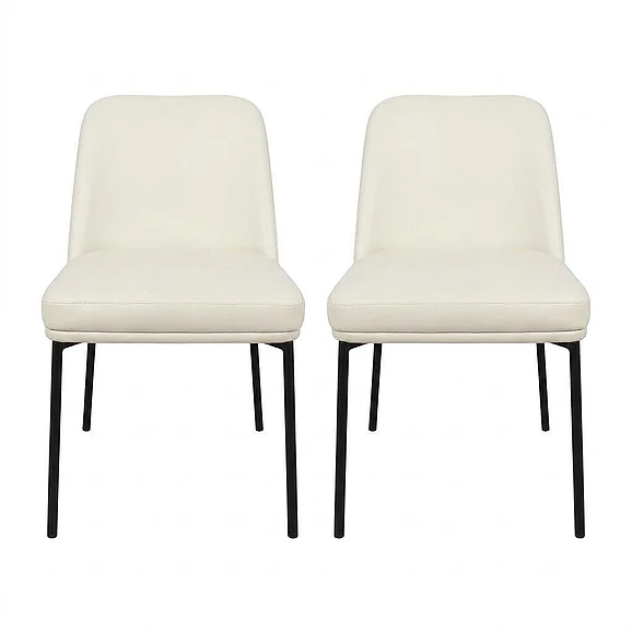 Manhattan Comfort Loft Metal Vegan Leather Side Chair (Set of 2) in Ivory DC1533-3