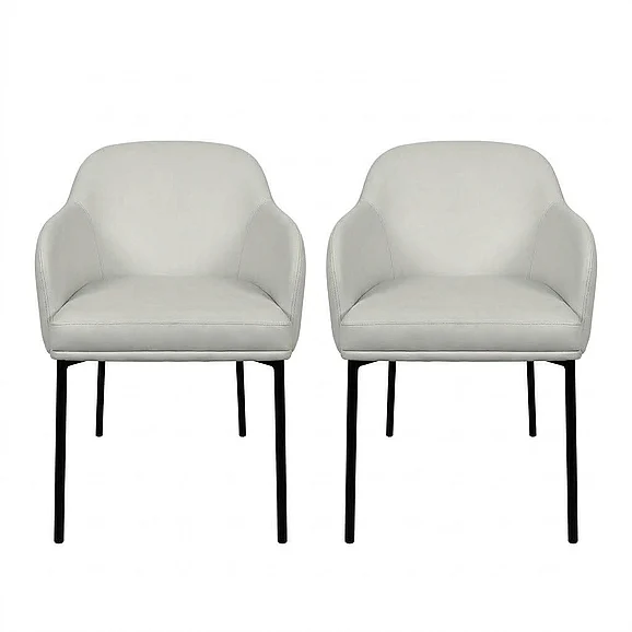 Manhattan Comfort Loft Metal Vegan Leather Armchair (Set of 2) in Stone Gray DC1535-1