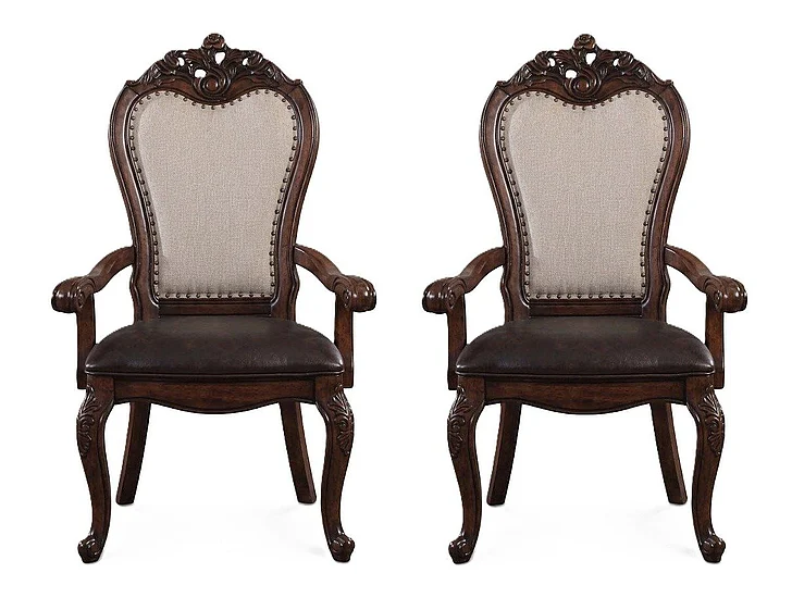 McFerran Home Furnishing D360 Arm Chair in Brown D3600-CA (Set of 2)