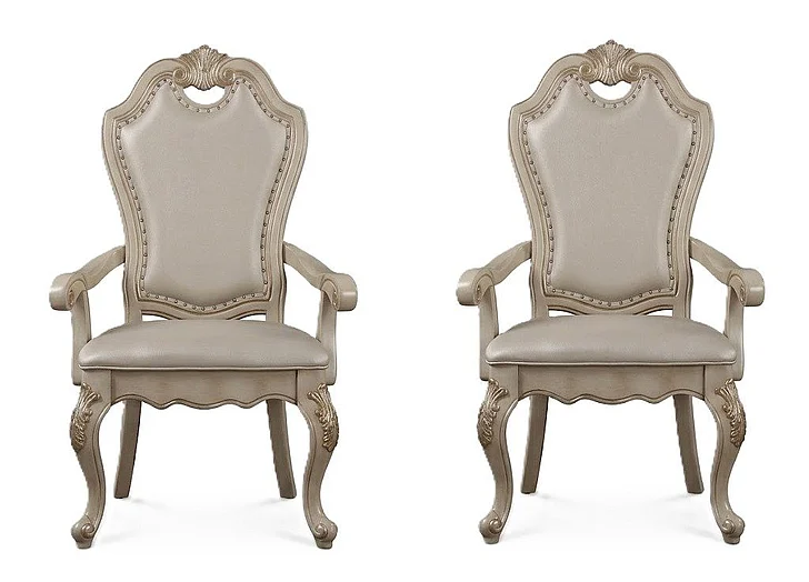 McFerran Home Furnishing D8300 Arm Chair in White Wash D8300-CA (Set of 2)
