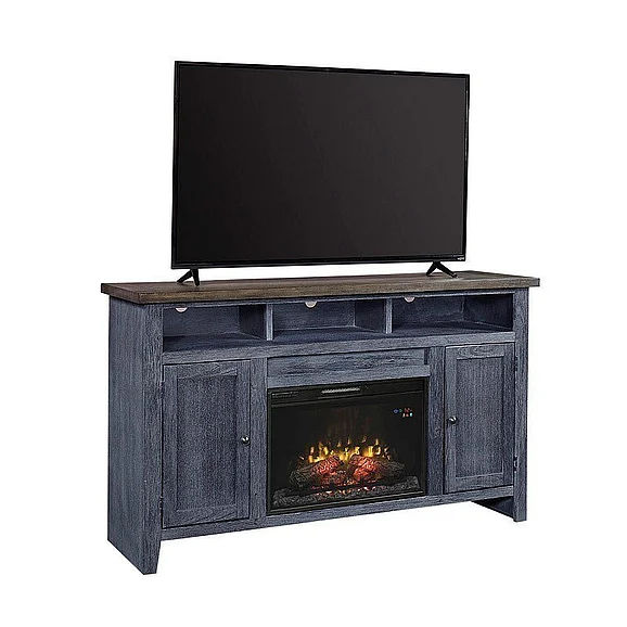 Aspenhome Eastport 65" Fireplace Console with 2 Doors in Malta Blue ME1901-MBL