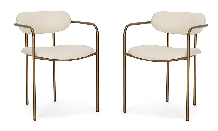 Mercana Parker I Cream Fabric Seat Gold Metal Frame Dining Chair (Set of 2) 68310V;68310V PROMO