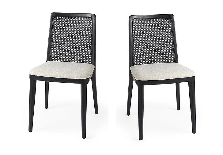 Mercana Clara Cream Fabric Cane Back Dining Chair (Set of 2) 69350V PROMO