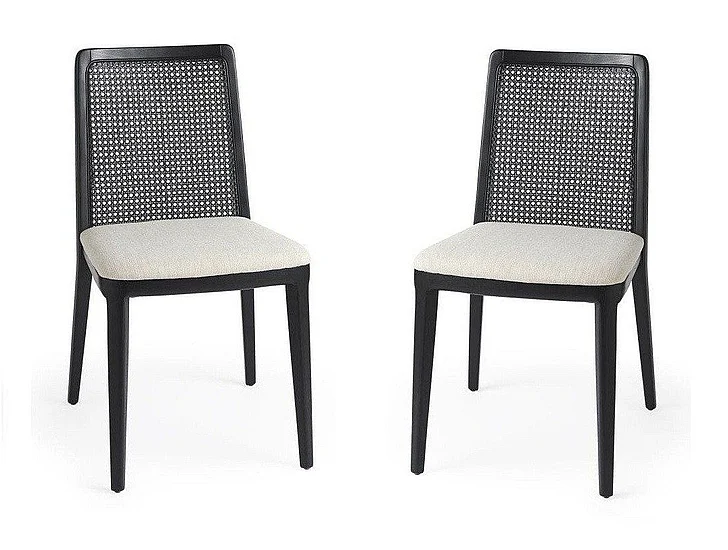 Mercana Clara Cream Fabric Cane Back Dining Chair (Set of 2) 69350V PROMO