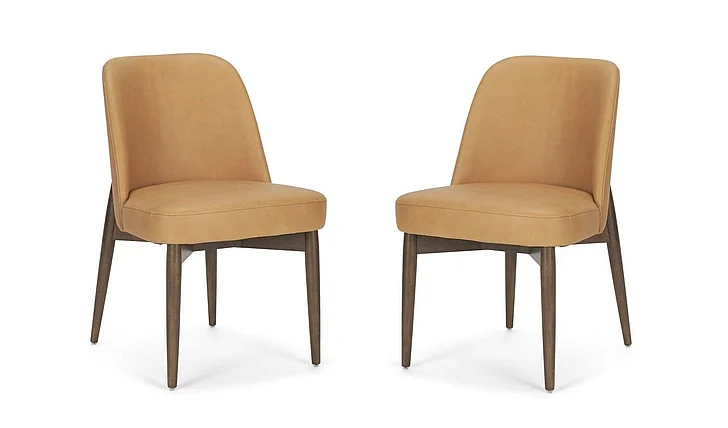 Mercana Abbie Slope Curved Back Tan Leather Dining Side Chair (Set of 2) 71248;71248 PROMO