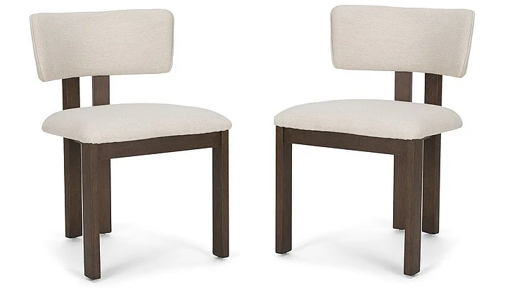 Mercana Soho Curved Open Back Cream Chenille Tripod Frame Dining Chair (Set of 2) 71249;71249 PROMO