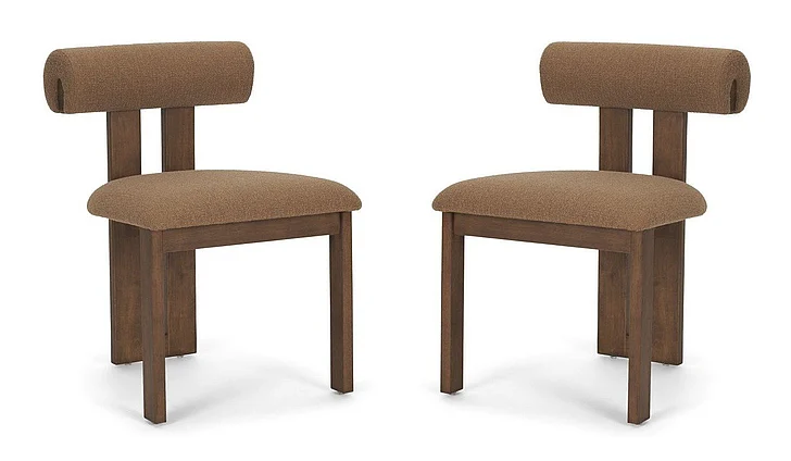 Mercana Tribeca Curve Open Back Mocha Fabric Tripod Frame Dining Chair (Set of 2) 71258 PROMO