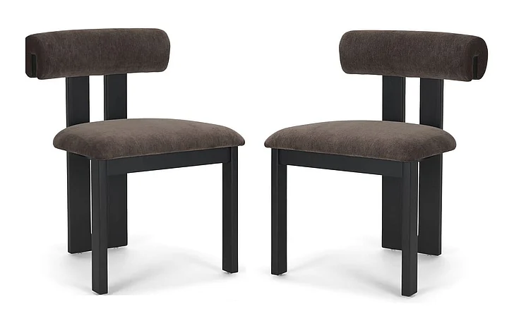 Mercana Tribeca Curve Open Back Charcoal Chenille Tripod Frame Dining Chair (Set of 2) 71260;71260 PROMO