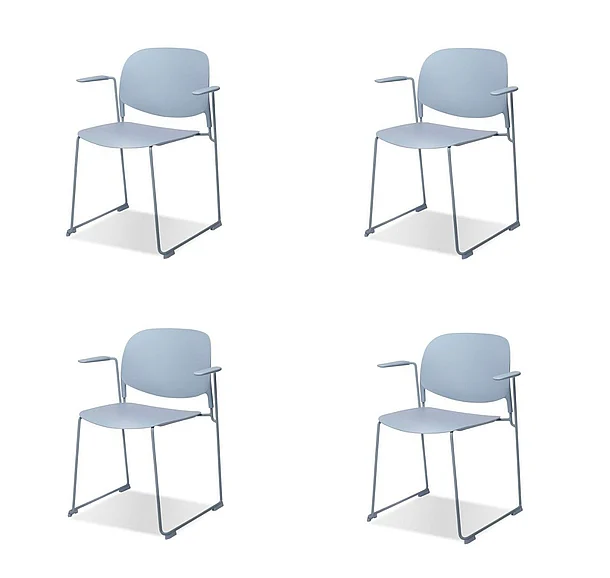 Mobital Pringle Stackable Dining Arm Chair Light Blue Polypropelene (Set of 4) DAR-PRIN-LIBL-PCLB CLOSEOUT