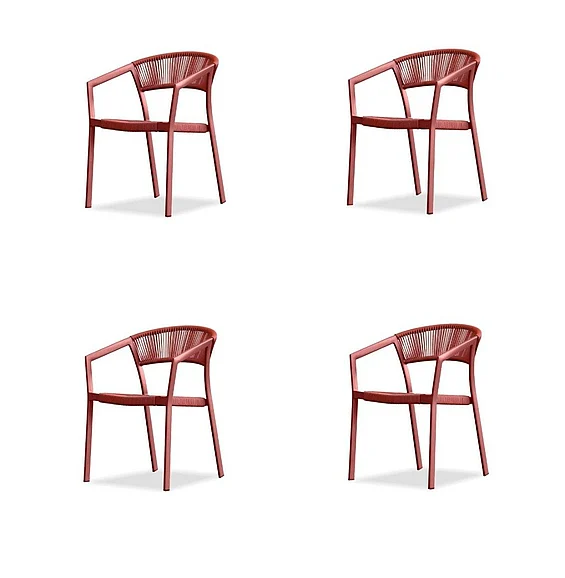 Mobital Soria Dining Arm Chair Ruby Red Poly Rope, (Set of 4) DAR-SORI-RUBY-