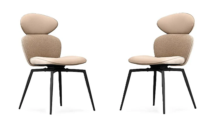 Mobital Antler Swive, Auto-Return Dining Chair Biscotti Leatherette (Set of 2) DCH-ANTL-BISC-PCBLA