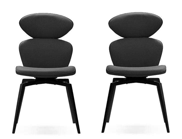 Mobital Antler Swivel Dining Chair Slate Grey Leatherette Black Powder (Set of 2) DCH-ANTL-SLGR-PCBLA