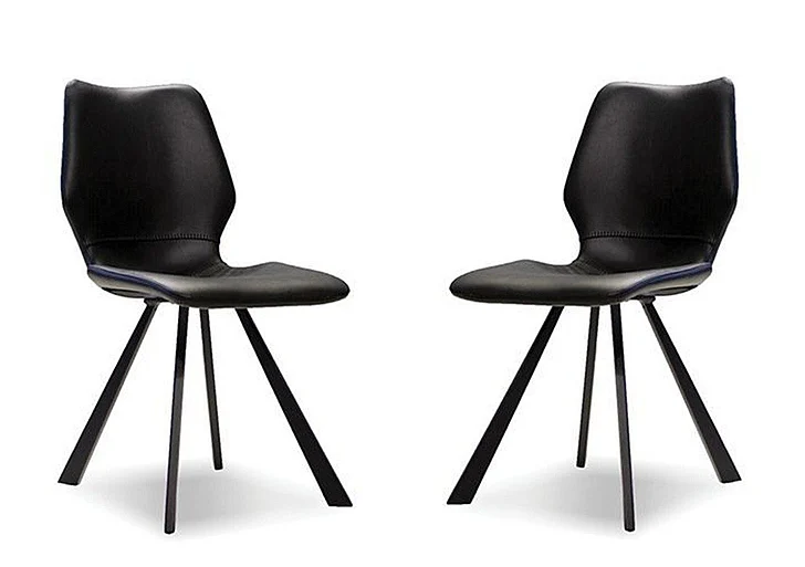 Mobital Bernadette Dining Chair Black Leatherette, (Set of 2) DCH-BERN-BLAC-PCBLA