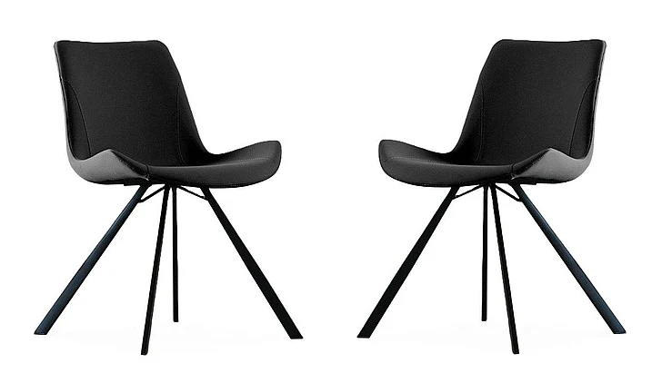 Mobital Billy Dining Chair Pebbled Black Leatherette (Set of 2) DCH-BILL-BLAC-PCBLA