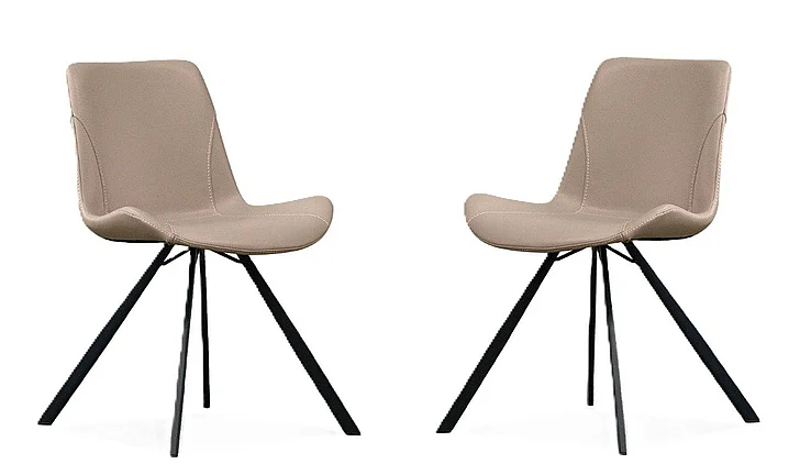 Mobital Billy Dining Chair Pebbled Mushroom Leatherette (Set of 2) DCH-BILL-MUSH-PCBLA