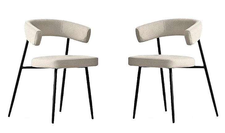 Mobital Cassis Dining Chair Sahara Beige Fabric Black Powder Coated Steel Base, (Set of 2) DCH-CASS-SABE-PCBLA