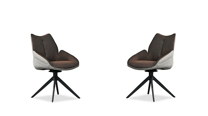 Mobital Gian Swivel Arm Chair Espresso Ultra Suede/Brunette Fabric (Set of 2) DCH-GIAN-ESPR-PCBLA