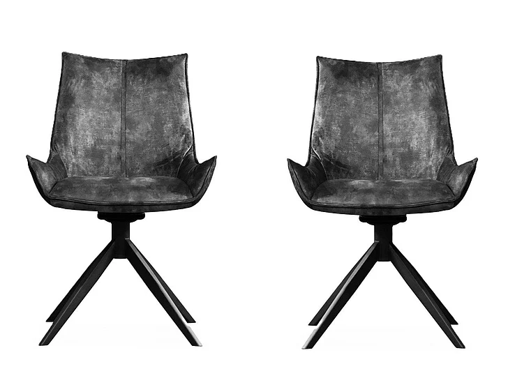 Mobital Giulia Swivel Dining Chair Anthracite Fabric (Set of 2) DCH-GIUL-ANTH-PCBLA