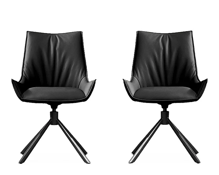 Mobital Giulia Swivel Dining Chair Ink Black Leather (Set of 2) DCH-GIUL-BLAL-PCBLA