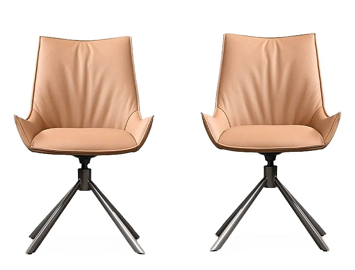Mobital Giulia Swivel Dining Chair Golden Rum Leather (Set of 2) DCH-GIUL-RUML-PCANB