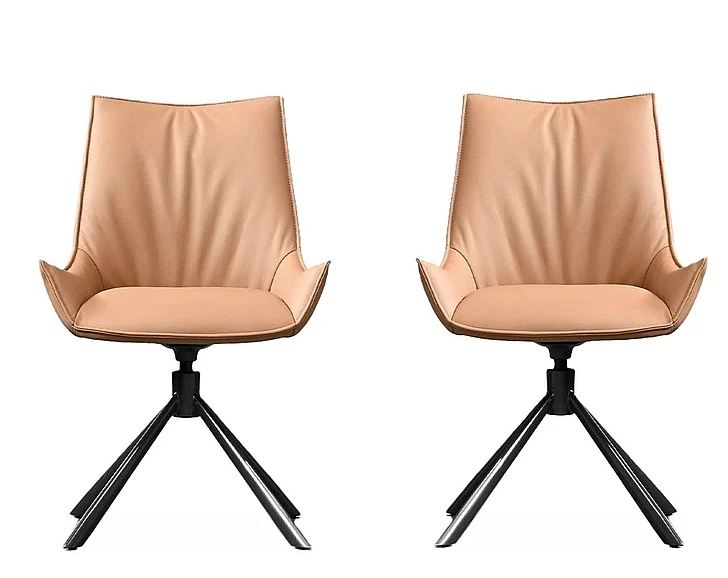 Mobital Giulia Swivel Dining Chair Golden Rum Leather (Set of 2) DCH-GIUL-RUML-PCBLA