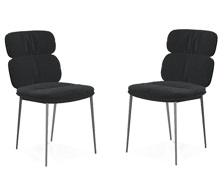 Mobital Malia Dining Chair Black Rib Weave Fabric (Set of 2) DCH-MALI-BLAC-PCBLA