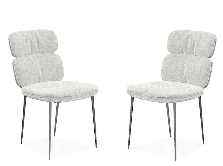 Mobital Malia Dining Chair Eggshell Rib Weave Fabric (Set of 2) DCH-MALI-EGGS-PCBLA