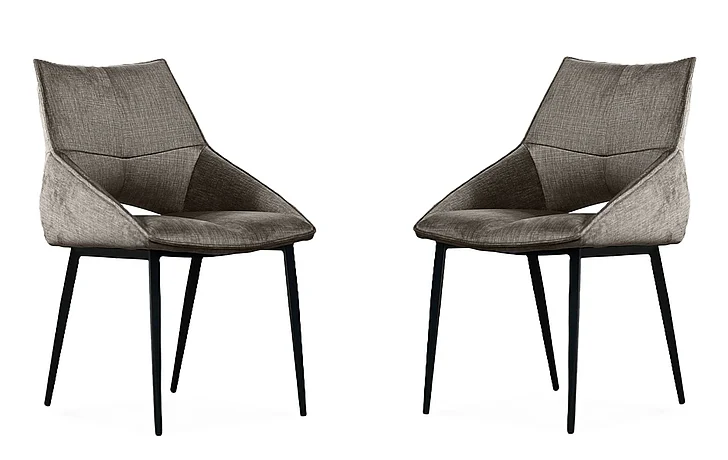 Mobital Nova Dining Chair Umber Fabric Black Powder Coated Steel Base (Set of 2) DCH-NOVA-UMBE-PCBLA