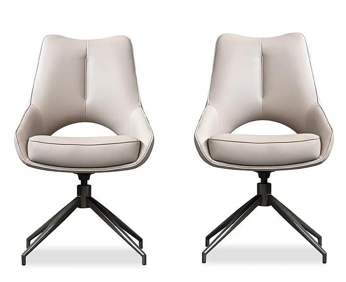Mobital Sofia Swivel 360 Dining Chair Buff Beige Leatherette/Antique Bronze (Set of 2) DCH-SOFI-BEIG-PCANB