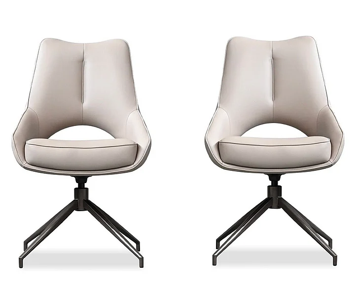 Mobital Sofia Swivel 360 Dining Chair Buff Beige Leatherette/Black Base (Set of 2) DCH-SOFI-BEIG-PCBLA
