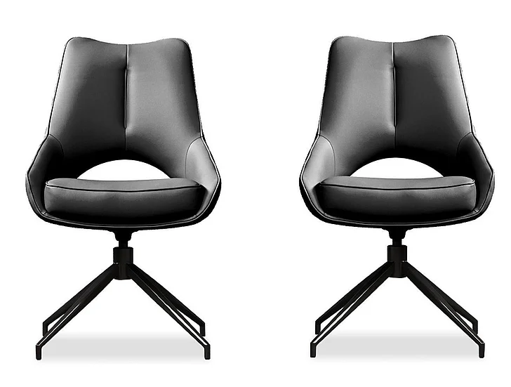 Mobital Sofia Swivel 360 Dining Chair Onyx Black Leatherette/Black Base (Set of 2) DCH-SOFI-BLAC-PCBLA