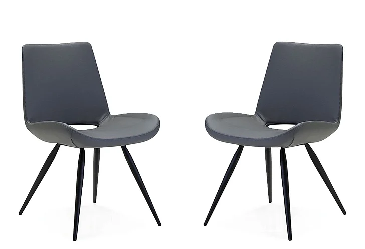 Mobital Willam Dining Chair - Grey Ultra Leatherette (All Molded Foam) (Set of 2) Bc DCH-WILL-GREY-