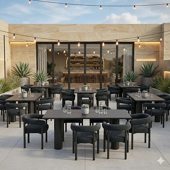 Restaurant Outdoor Dining Set - Modway Nautica Outdoor Patio 7pc Rectangular Aluminum Dining Set in Graphite