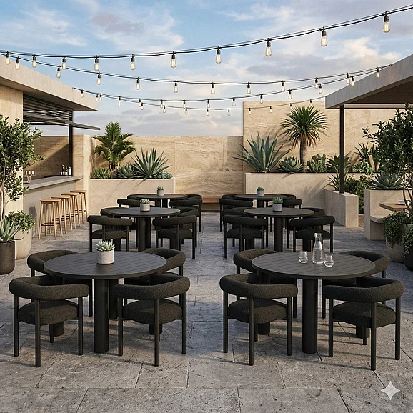 Restaurant Outdoor Dining Set - Modway Nautica Outdoor Patio 5pc Round Aluminum Dining Set in Graphite