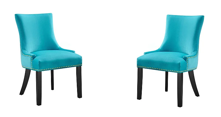 Modway Marquis Performance Velvet Dining Chairs Set of 2 in Blue EEI-5010-BLU