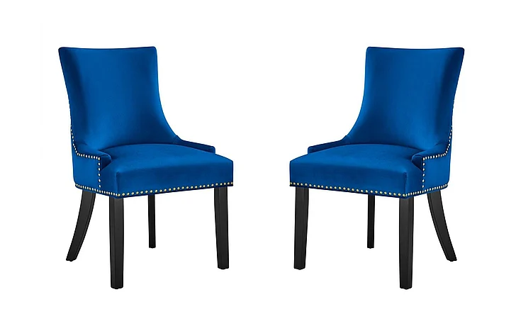 Modway Marquis Performance Velvet Dining Chairs Set of 2 in Navy EEI-5010-NAV