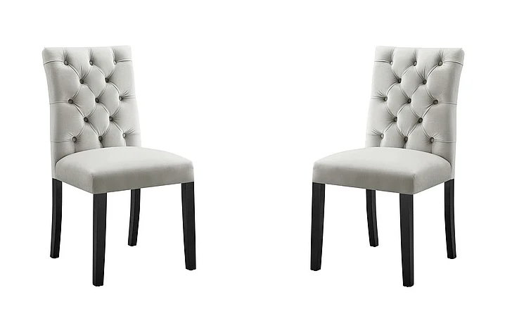 Modway Duchess Performance Velvet Dining Chairs Set of 2 in Light Gray EEI-5011-LGR