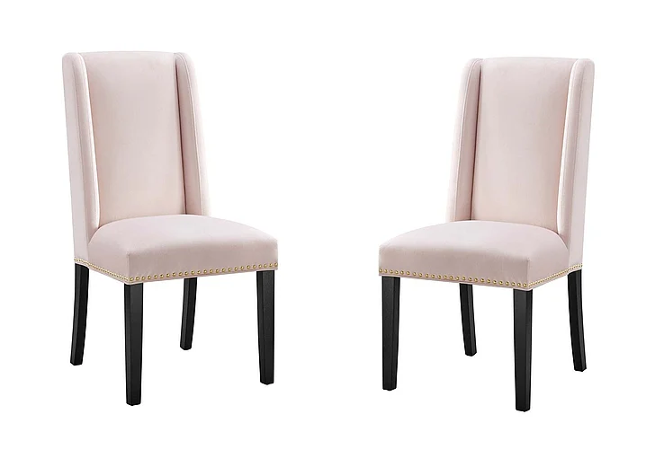 Modway Baron Performance Velvet Dining Chairs Set of 2 in Pink EEI-5012-PNK